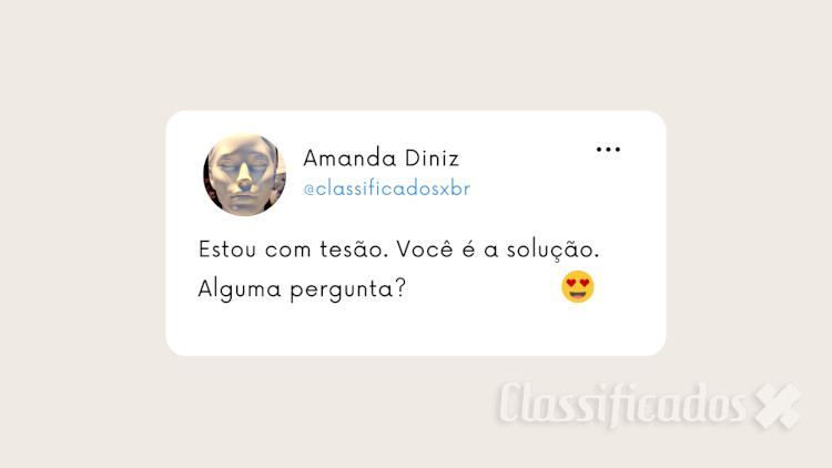 Meme erotico com conversa de aplicativo de uma Amanda Diniz com a mensagem "Estou com tesão. Você é a solução. Alguma pergunta